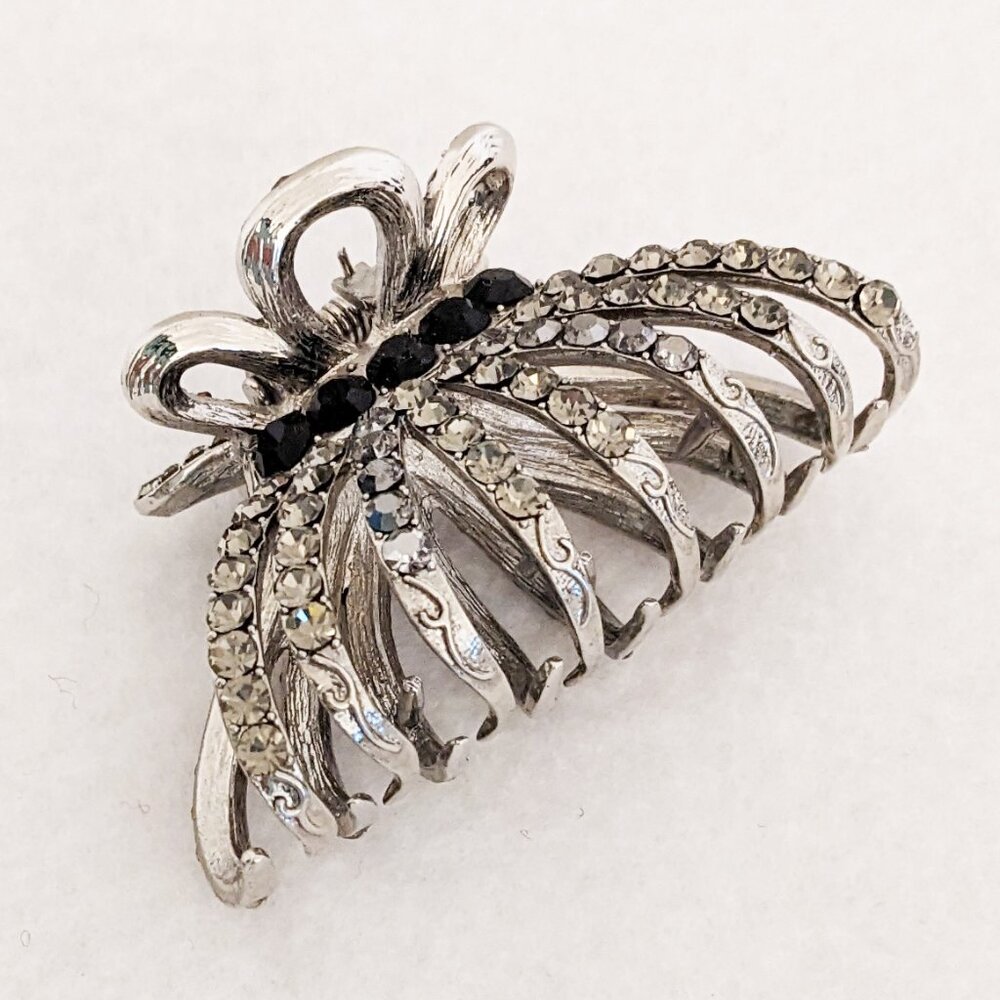 Rhinestone Crystals Hair Claw in Black/Semi Clear